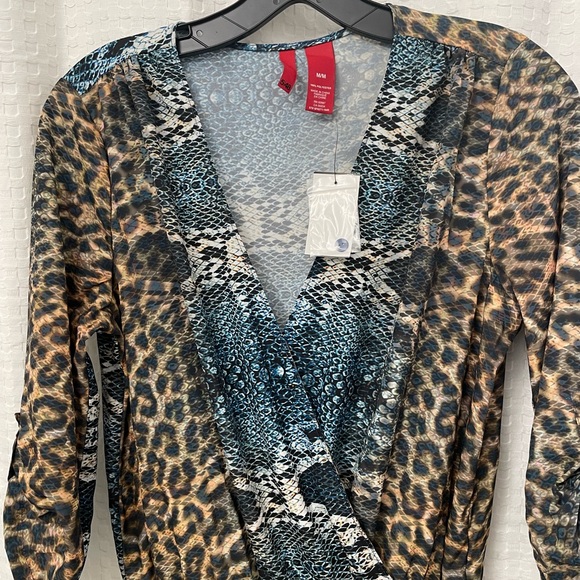Vibrant Multi-Color Leopard & Snakeskin print Romper- NWT- Saks Off Fifth Size M - Picture 2 of 6